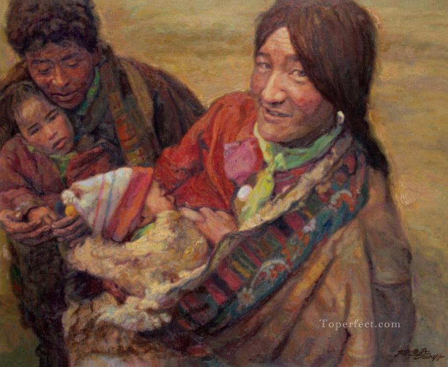 Happy Family Chinese Chen Yifei Oil Paintings